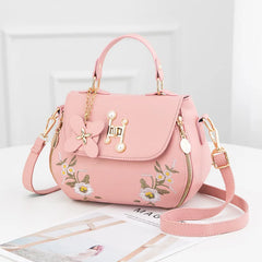 Embroidered Messenger Bag Women's Shoulder Handbag