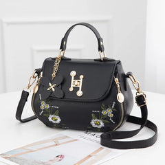 Embroidered Messenger Bag Women's Shoulder Handbag