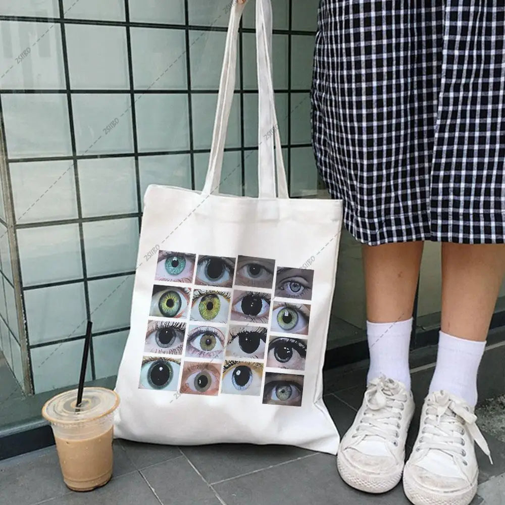 Urban shoulder bag punk Gothic eye print canvas bag