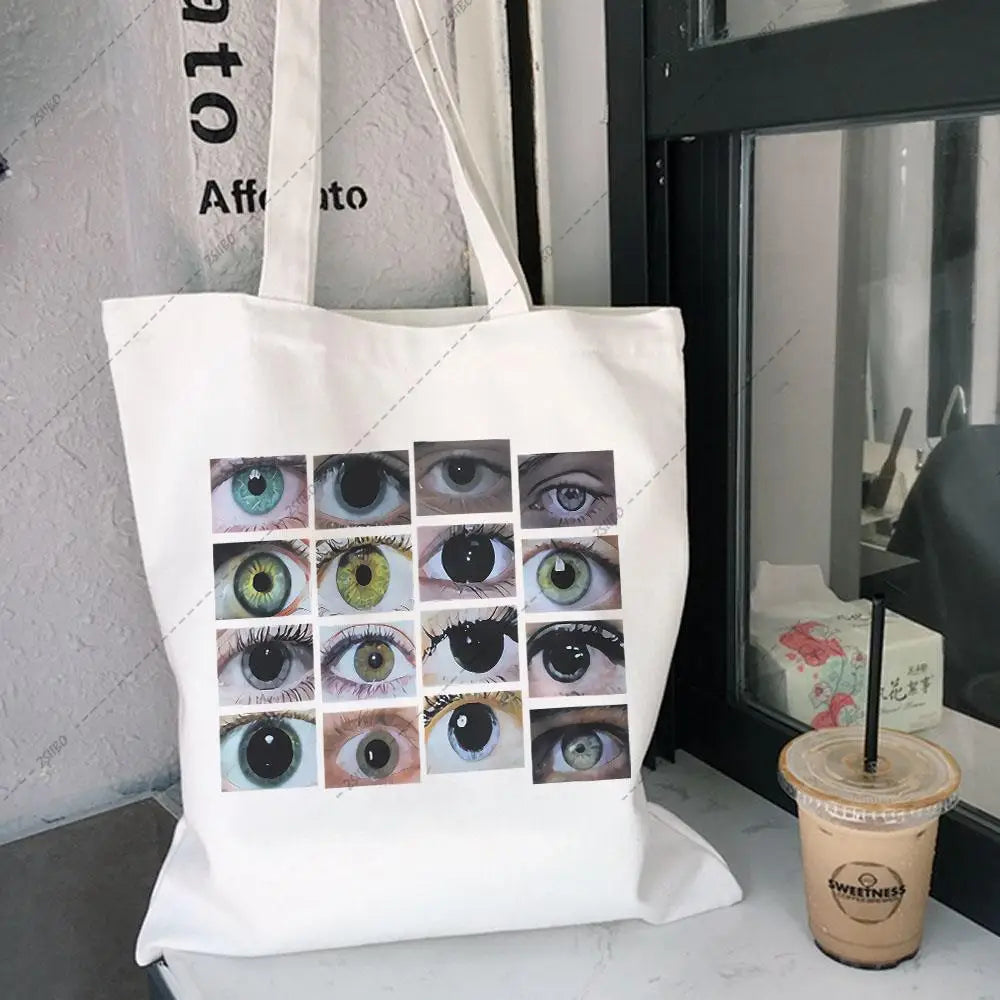 Urban shoulder bag punk Gothic eye print canvas bag