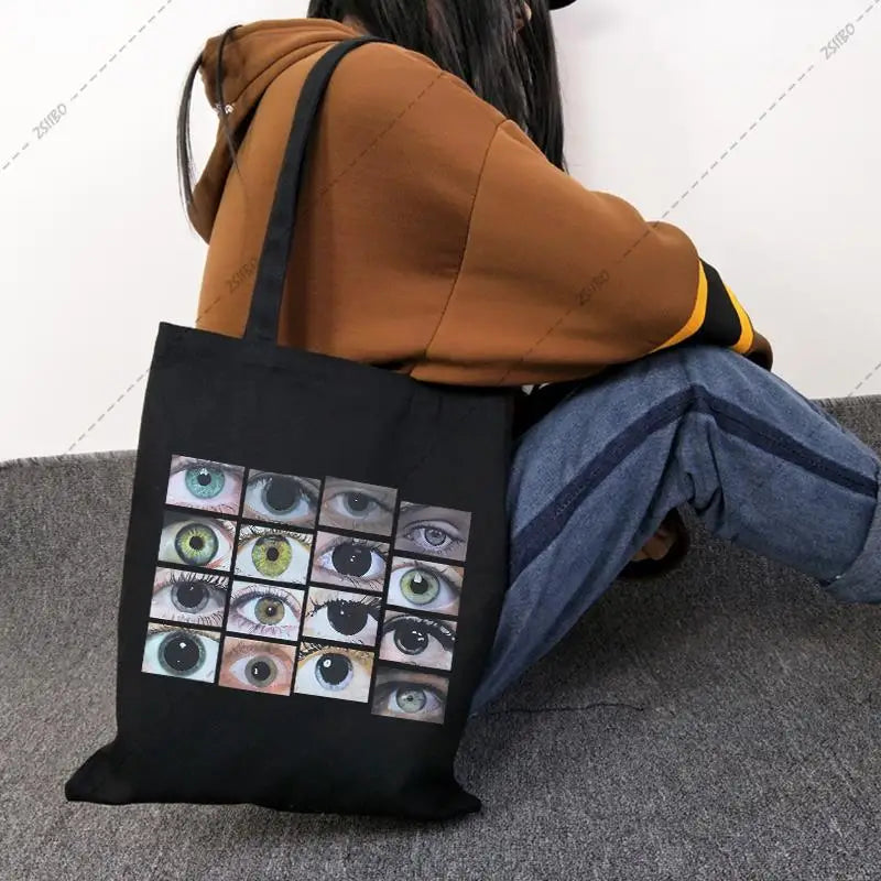 Urban shoulder bag punk Gothic eye print canvas bag