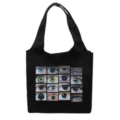 Urban shoulder bag punk Gothic eye print canvas bag