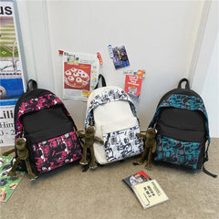 Unisex Hip-hop Print Backpack with Multiple Pockets