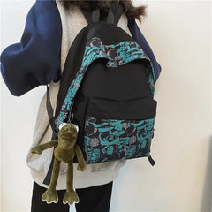 Unisex Hip-hop Print Backpack with Multiple Pockets