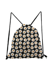Floral Drawstring Backpack Child Small School Bags Gym Bag Eco Reusable