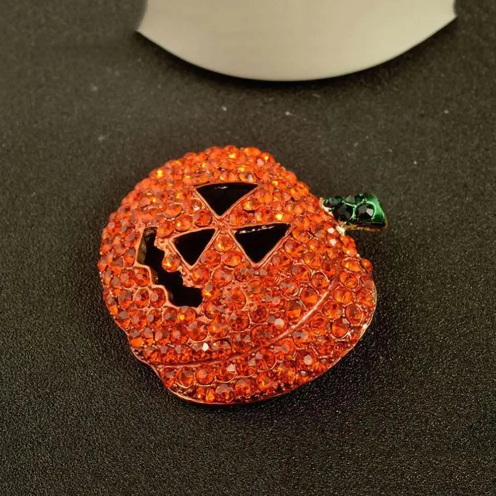 Hollow Rhinestone Pumpkin Brooch Pin for Christmas Halloween Decor