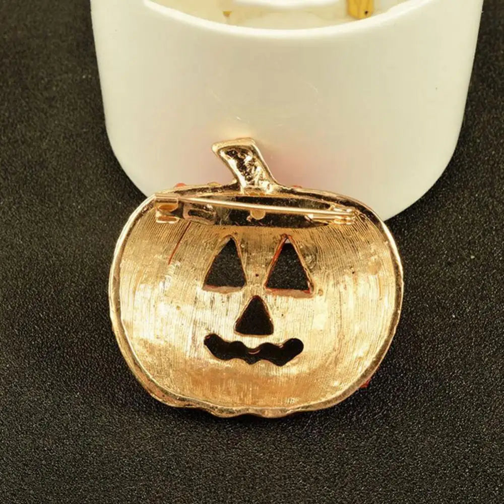 Hollow Rhinestone Pumpkin Brooch Pin for Christmas Halloween Decor