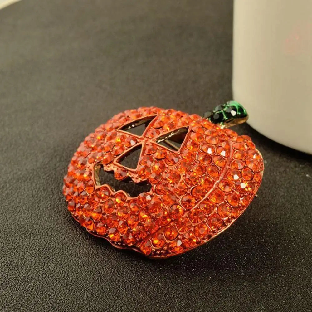 Hollow Rhinestone Pumpkin Brooch Pin for Christmas Halloween Decor