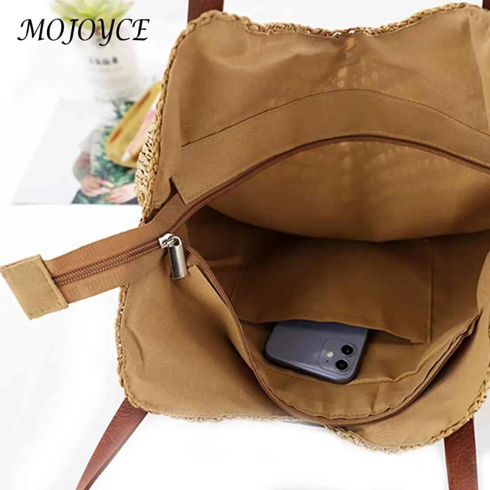 Hollow Women Tote Bags Paper Rope Commute Bag Summer Casual Portable