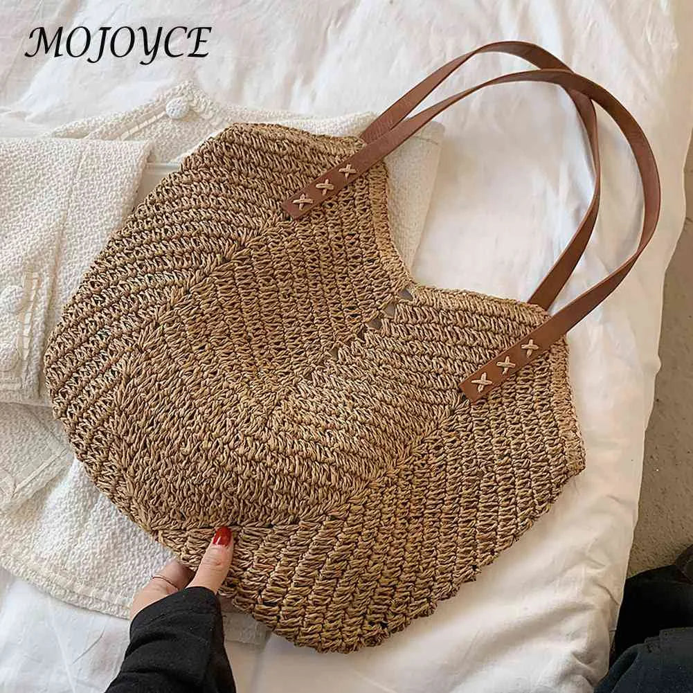 Hollow Women Tote Bags Paper Rope Commute Bag Summer Casual Portable