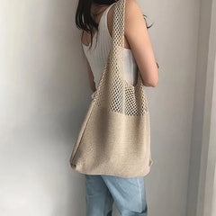 Wool Shoulder Bag Large Capacity Totes Handbag Lady Handle Bag