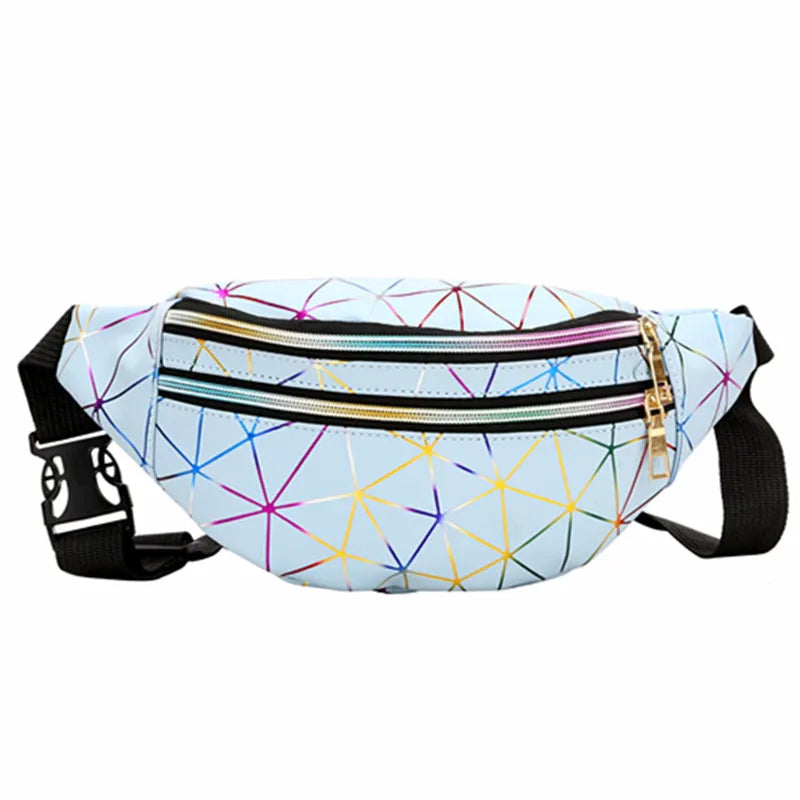 Holographic Fanny Pack Women's Belt Bag Female Waist Bags Laser Chest Phone Pouc