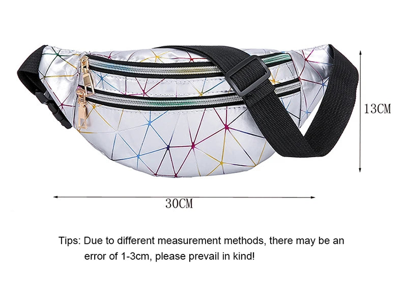 Holographic Fanny Pack Women's Belt Bag Female Waist Bags Laser Chest Phone Pouc