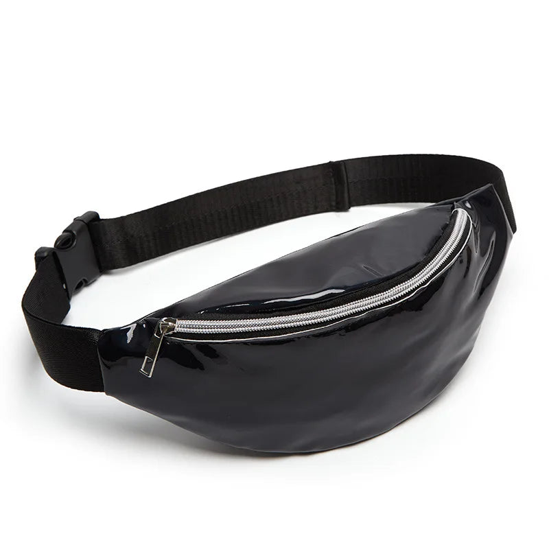 Silver Holographic PVC Laser Women Waist Pack Shining Fanny Pack Mobile Purse