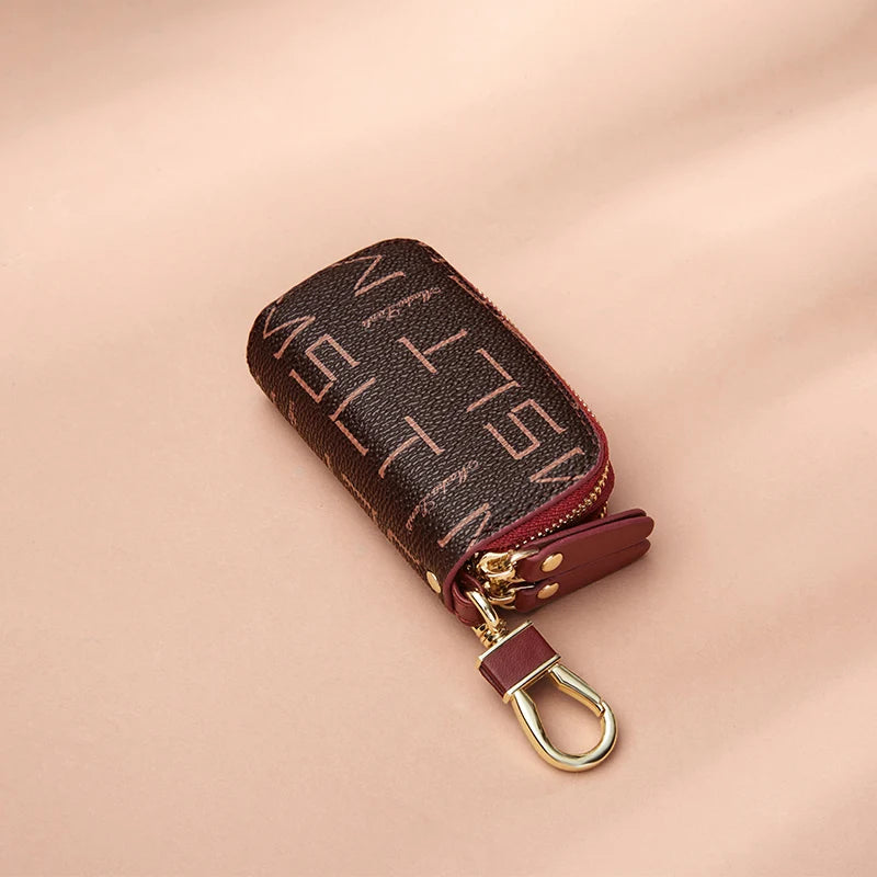 Double Zipper Mini Small Key Wallet Men Women Key Holder