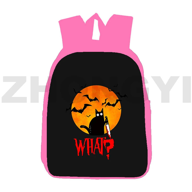 12/16 Inch 3D Cat Backpack Pink Canvas Girl Cartoon Schoolbag