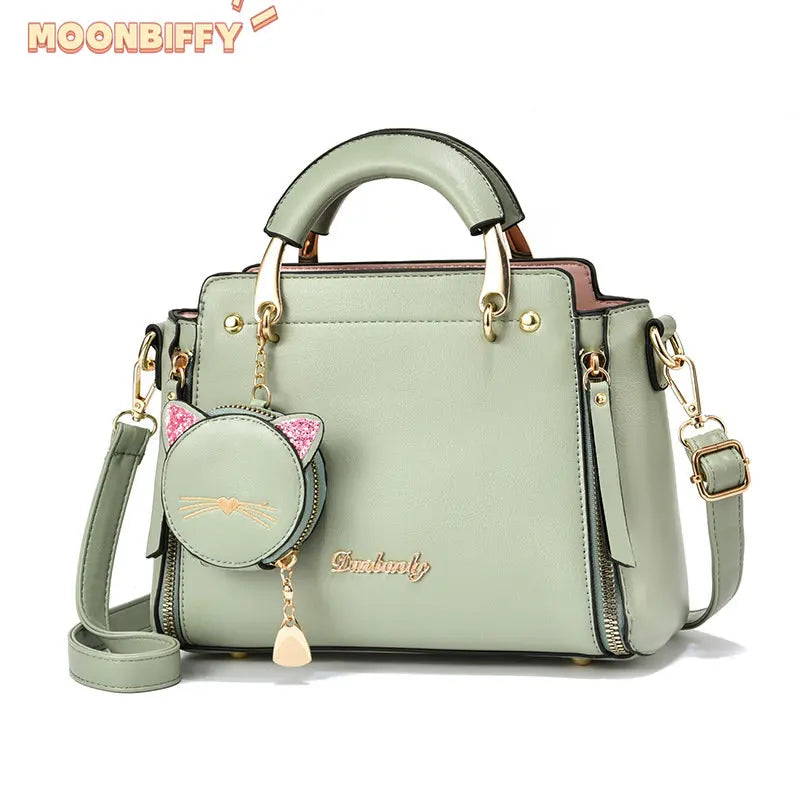 Hot Cat Shape Small Wallet Pendant Metal Handle Solid Handbag Large Capacity