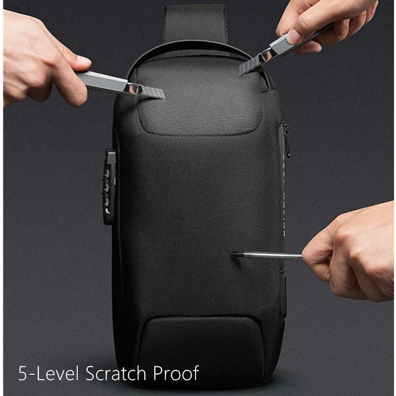 Anti-thief Men Crossbody Bag USB Charging Short Trip Travel Pack