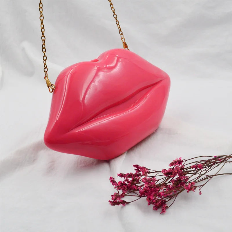 Acrylic Jelly red-mouth Clutch Bag for Women