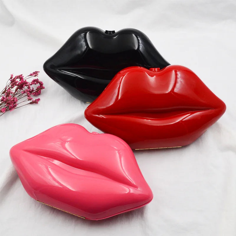 Acrylic Jelly red-mouth Clutch Bag for Women