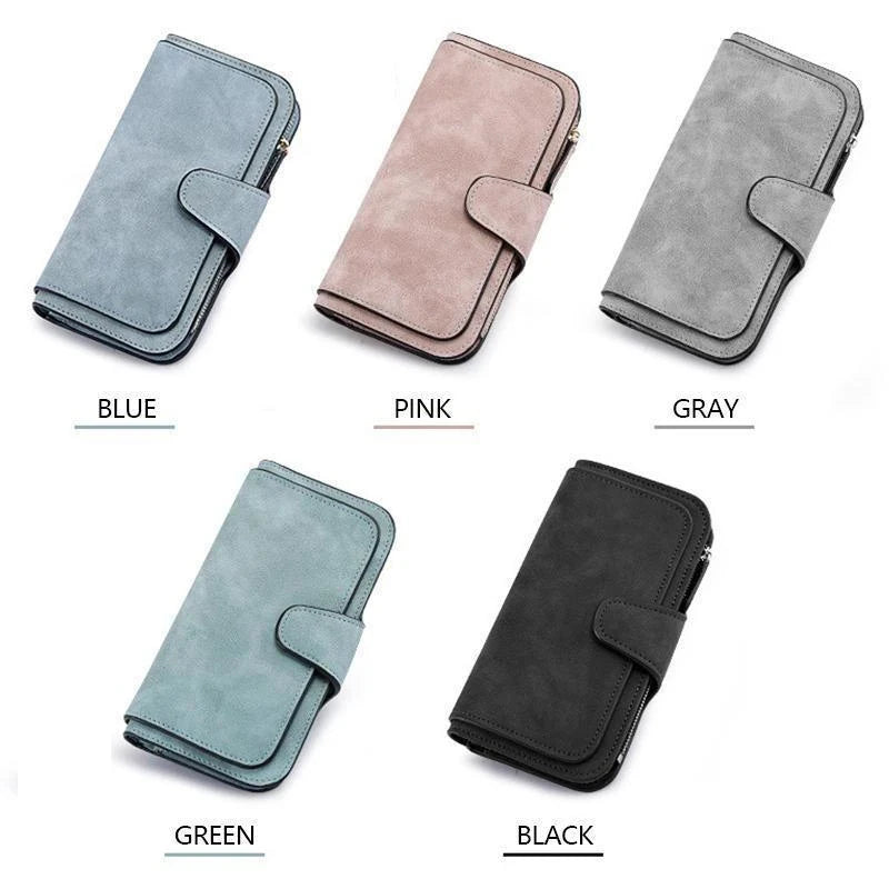 Retro Women Wallets Large Capacity Purse Long Tri-fold Multi-pocket