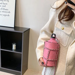 Pink Women Water Bottle Pouch Totes Ins Style Chain Shoulder Bag Purse