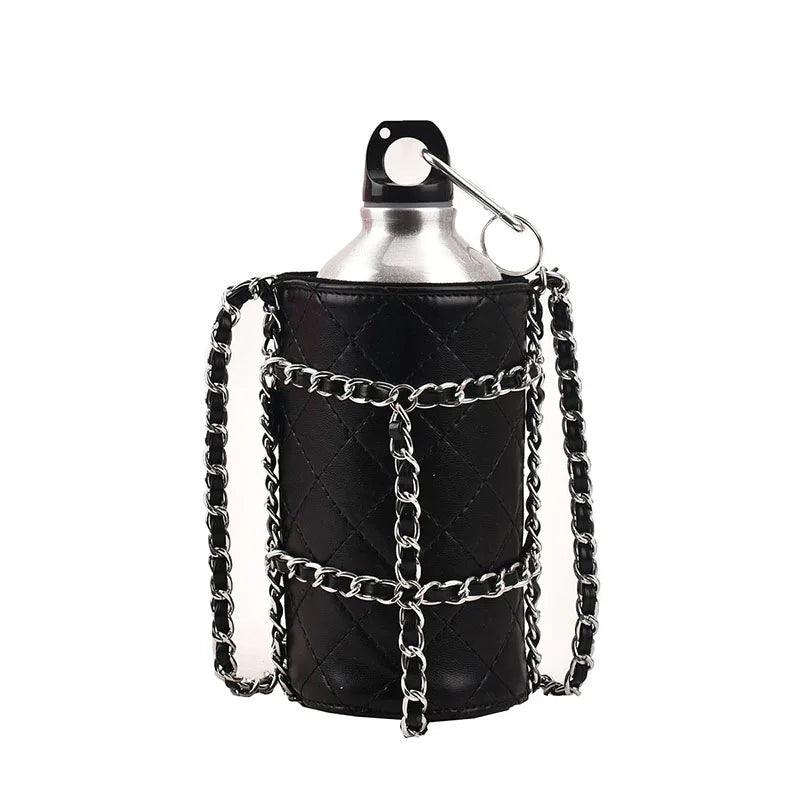 Pink Women Water Bottle Pouch Totes Ins Style Chain Shoulder Bag Purse