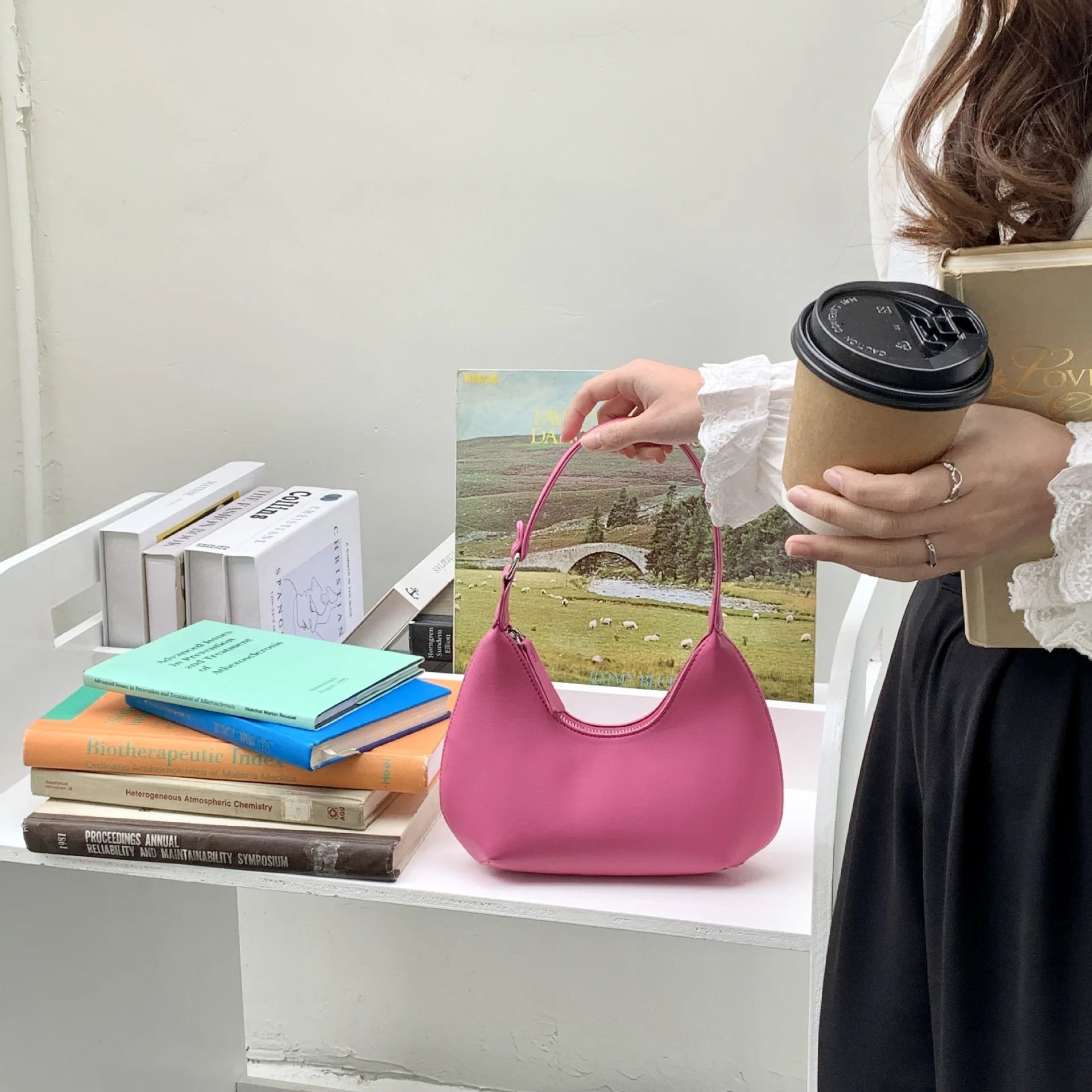 Small Leather Handbag Women's Shoulder Bag Pink Side Bags For Women