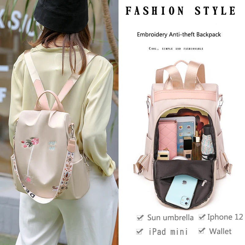 Anti-theft Women Backpacks Waterproof Oxford School Bag For Girl
