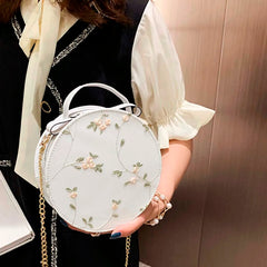 Lovely Lace Round Handbag High PU Leather Crossbody Bags For Women