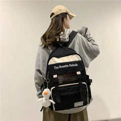 Waterproof Nylon Women Backpack Insert Buckle Girl's Schoolbag