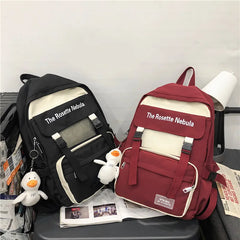 Waterproof Nylon Women Backpack Insert Buckle Girl's Schoolbag