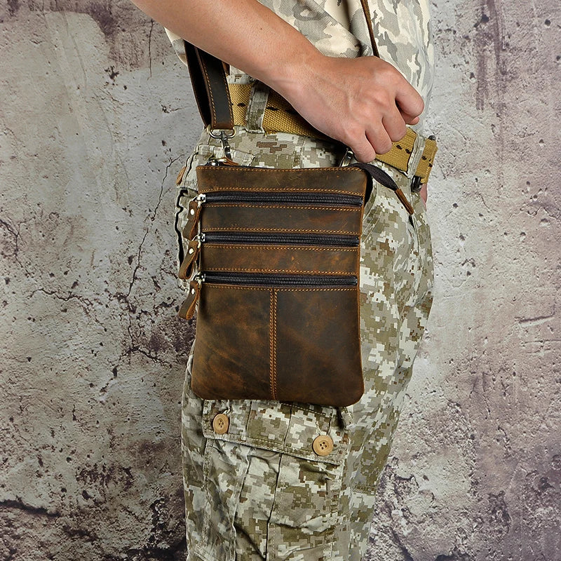 Retro Leather Fanny Waist Belt Bag for Men 8712