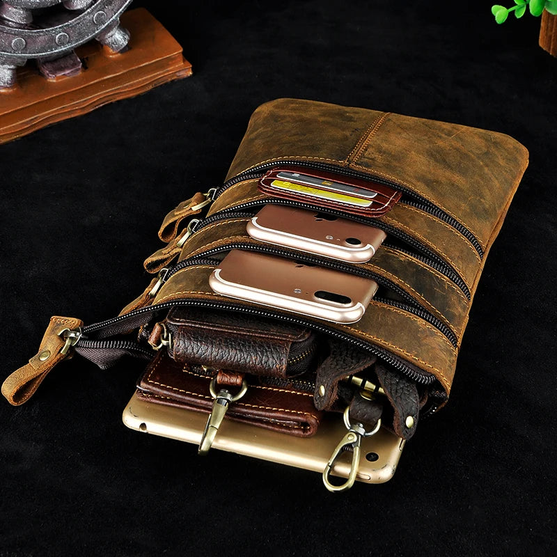 Retro Leather Fanny Waist Belt Bag for Men 8712