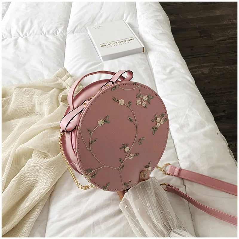 Sweet Lace Round Handbags Women Crossbody Bags