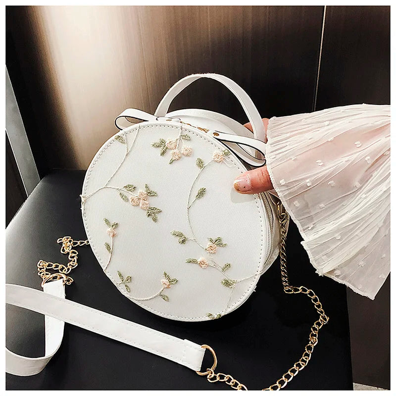 Sweet Lace Round Handbags Women Crossbody Bags