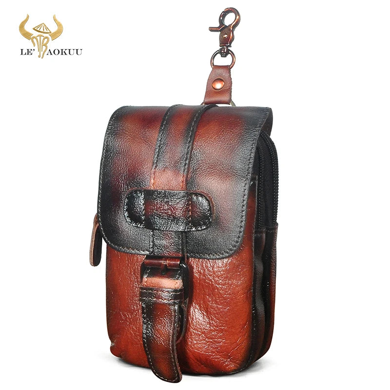 Thick Leather Travel Hook Fanny Waist Belt Pack Bag Phone Pouch