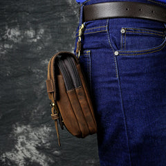 Thick Leather Travel Hook Fanny Waist Belt Pack Bag Phone Pouch