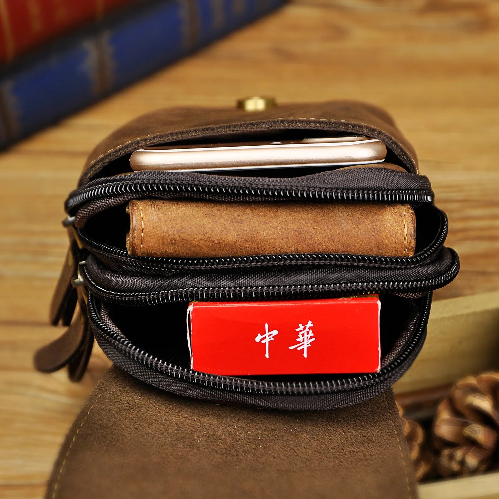Thick Leather Travel Hook Fanny Waist Belt Pack Bag Phone Pouch