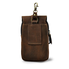 Thick Leather Travel Hook Fanny Waist Belt Pack Bag Phone Pouch