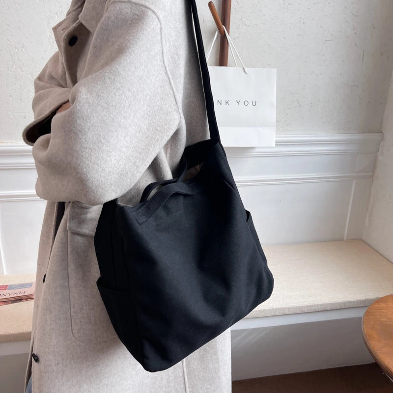 Hot Women Large Capacity Solid Canvas Handbags Waterproof Cloth Bag Messagebag