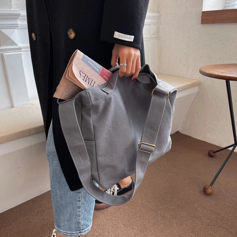 Hot Women Large Capacity Solid Canvas Handbags Waterproof Cloth Bag Messagebag