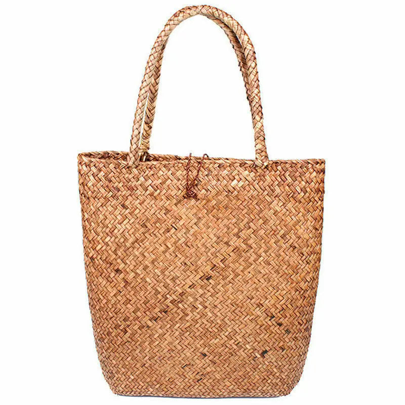 High Women Straw Woven Handbag Purse Lady Summer Beach Tote Bags