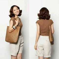 High Women Straw Woven Handbag Purse Lady Summer Beach Tote Bags