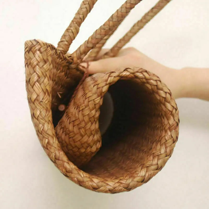 High Women Straw Woven Handbag Purse Lady Summer Beach Tote Bags