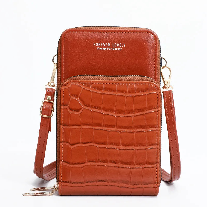 Metal Opening Crossbody Bag Women PU Leather Shoulder Messenger Bag