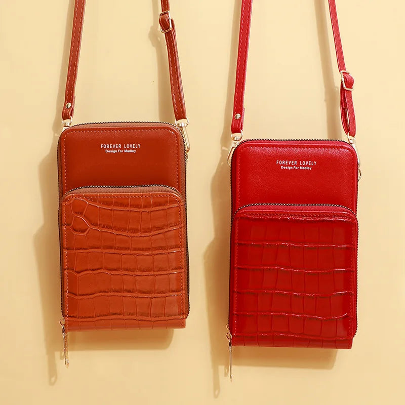 Metal Opening Crossbody Bag Women PU Leather Shoulder Messenger Bag