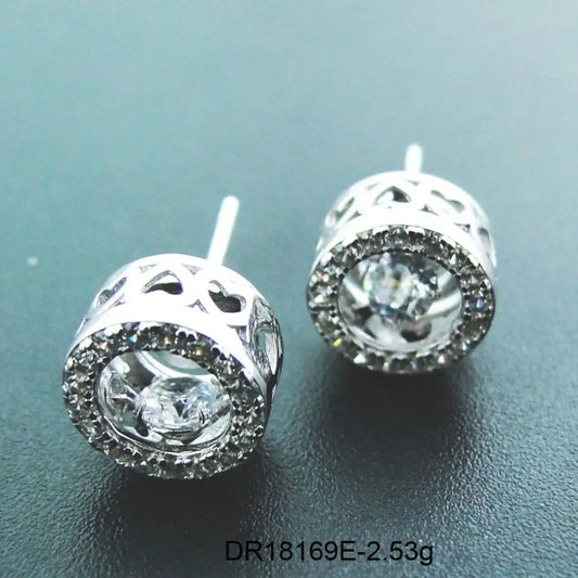 925 Silver Dancing Diamond CZ Womens Stud Earrings For Party