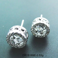 925 Silver Dancing Diamond CZ Womens Stud Earrings For Party