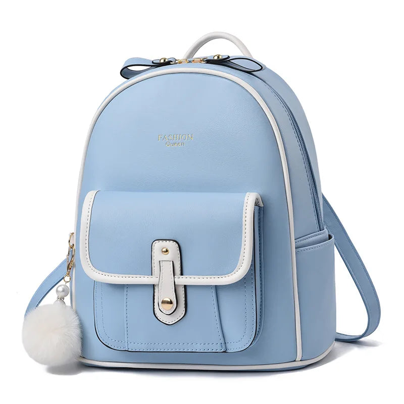 Soft Leather Shaped Backpack Large Capacity Student Bag